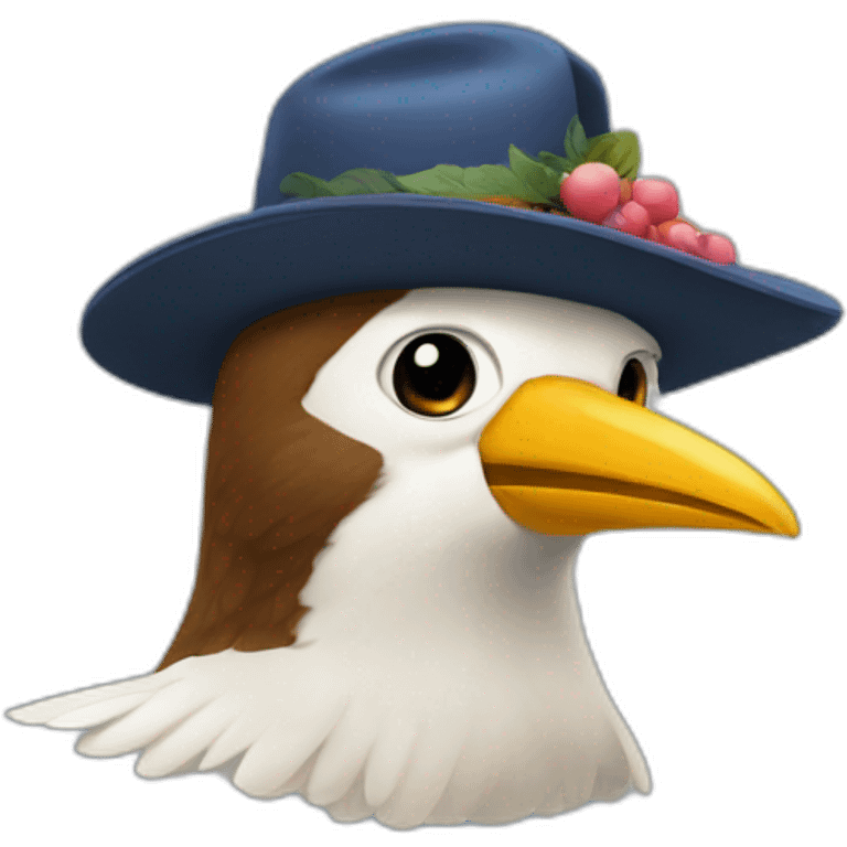 Oiseau avec chapeau emoji