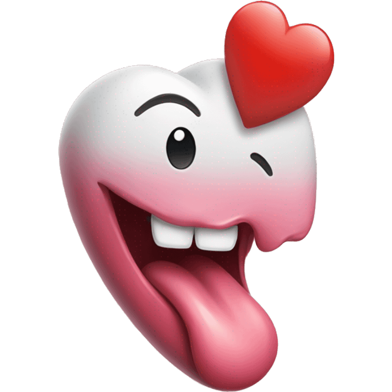 Tongue hanging out with love heart emoji