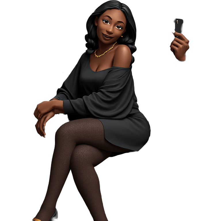 sitting dark-skinned woman with phone emoji