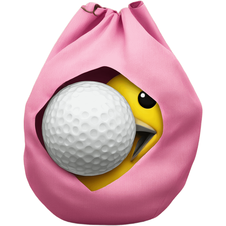 bird with two big pink golf balls in a sack emoji