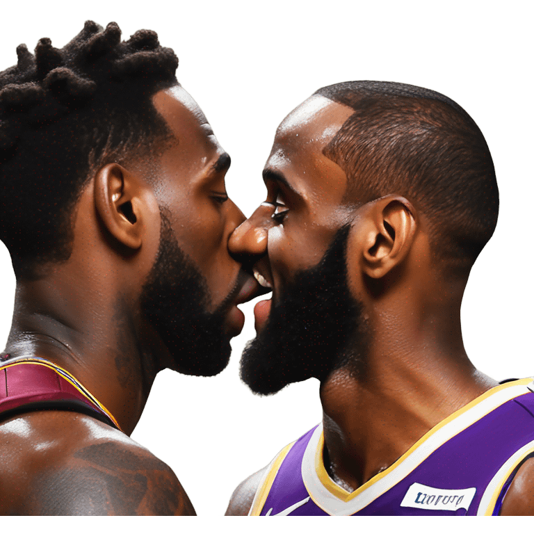 Bronny James kissing LeBron James  emoji