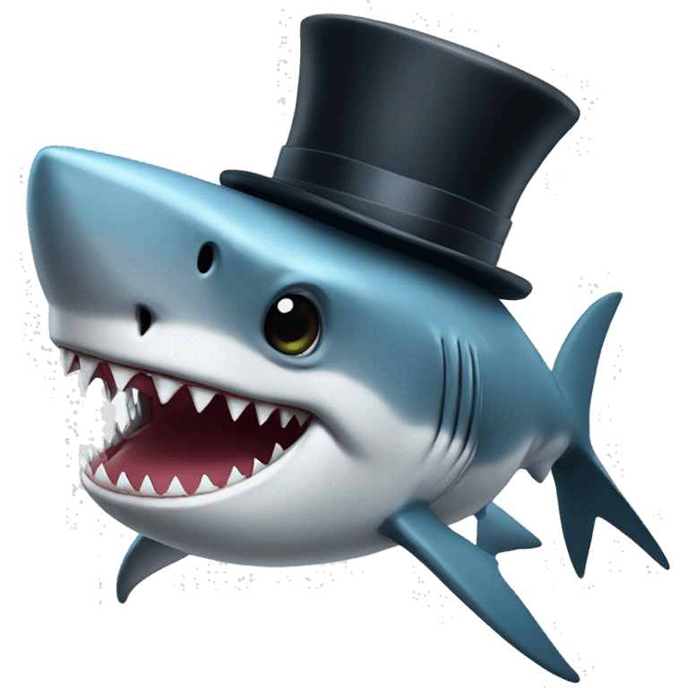 Shark with a top hat emoji