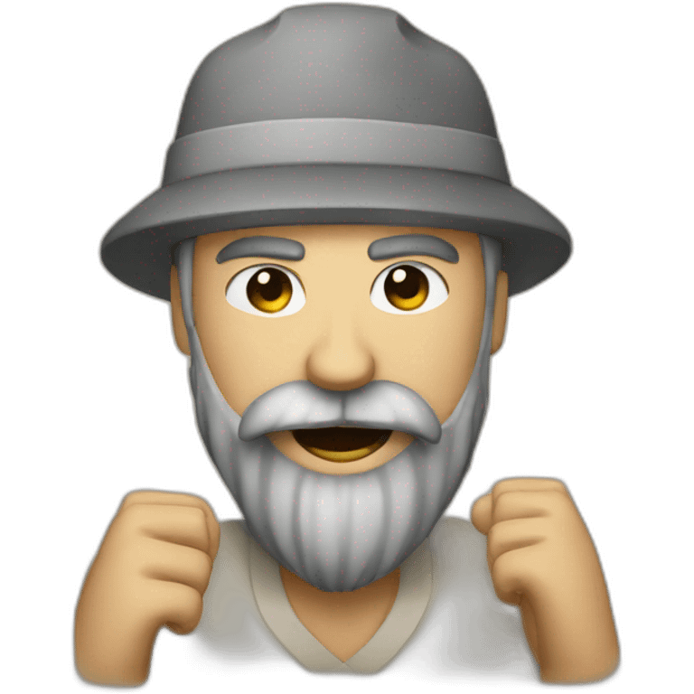 man with beard fighting a virus emoji