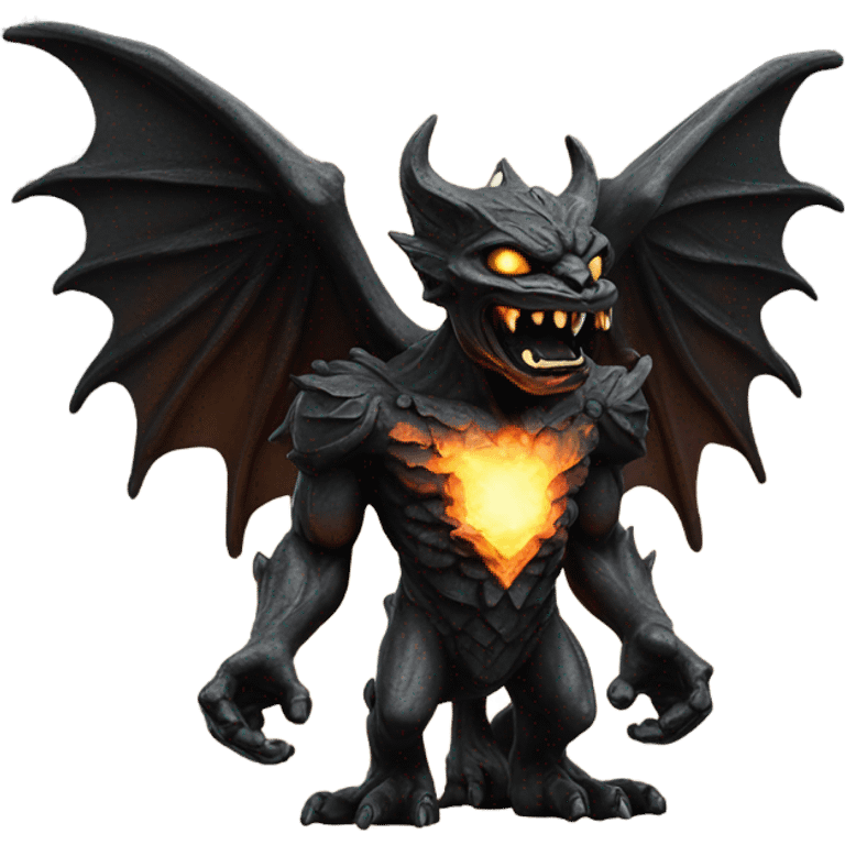 black iron gargoyle statue fire emoji