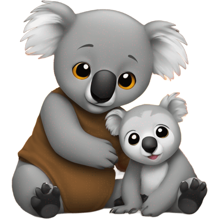 Koala snuggles with brown bear at a fireplace emoji