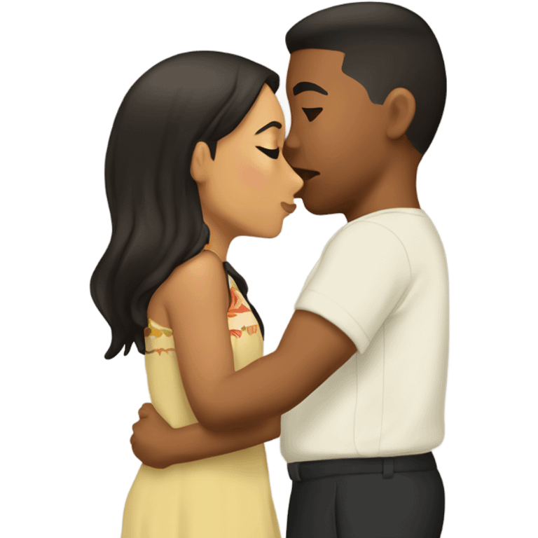 Samoan girl kissing Fijian boy emoji