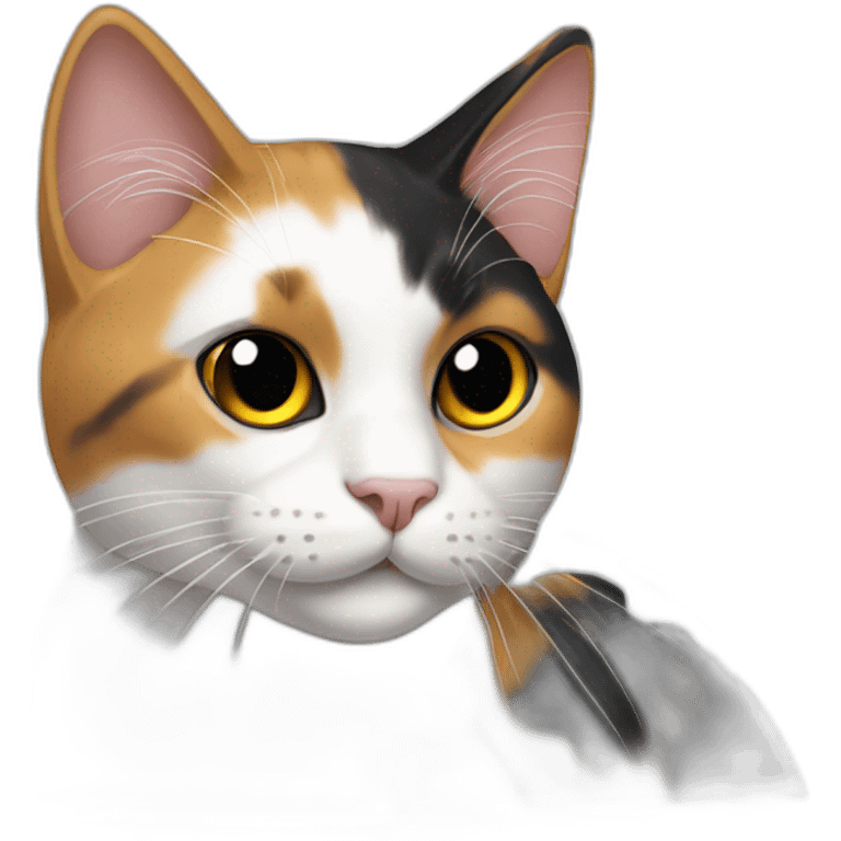 calico cat with a metal spring emoji