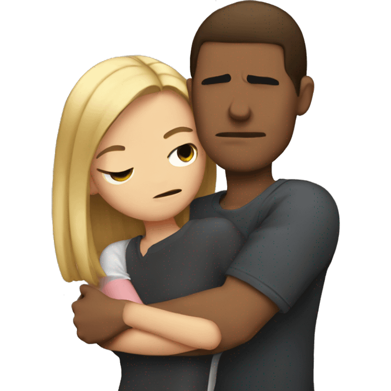 Man Hugging angry girl emoji