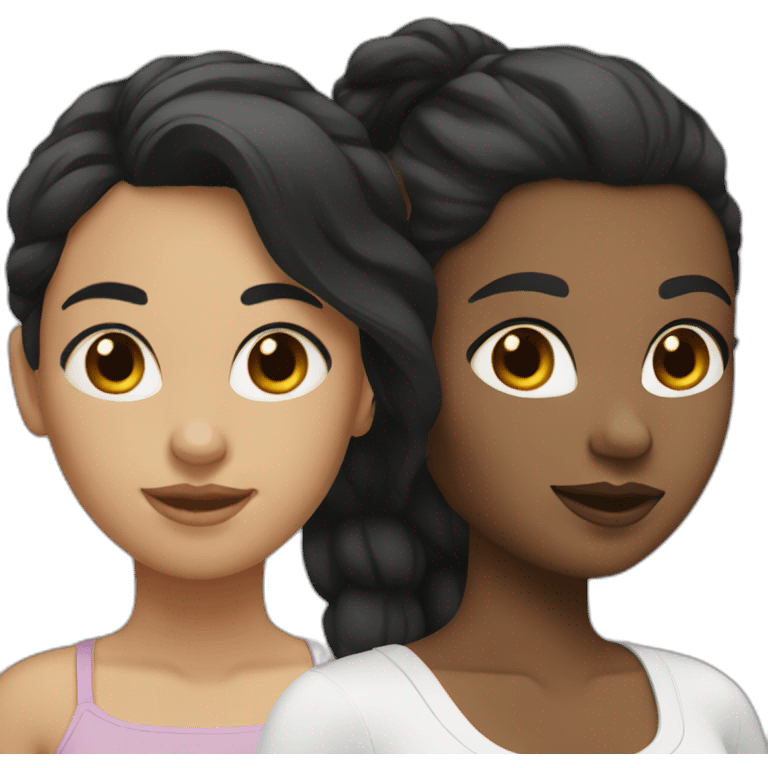 Two black hair white skin women and one blonde woman emoji