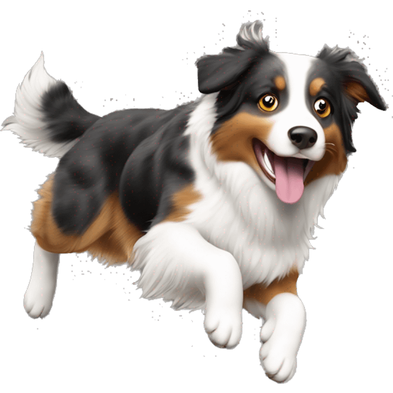 Australian shepherd jumping over anvil emoji