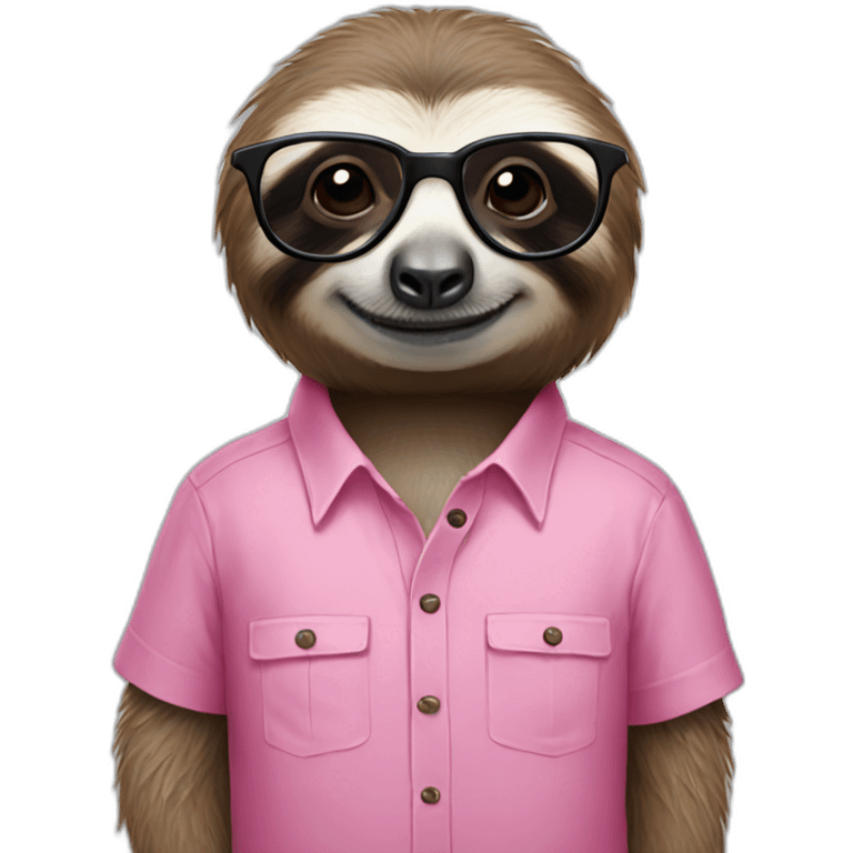 A sloth wearing glasses and pink shirt emoji