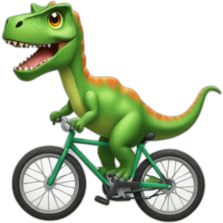 A dinosaur who ride a bike emoji