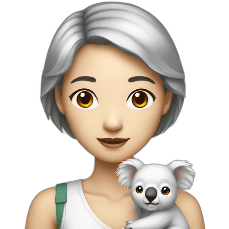 chinese woman holding a white koala emoji