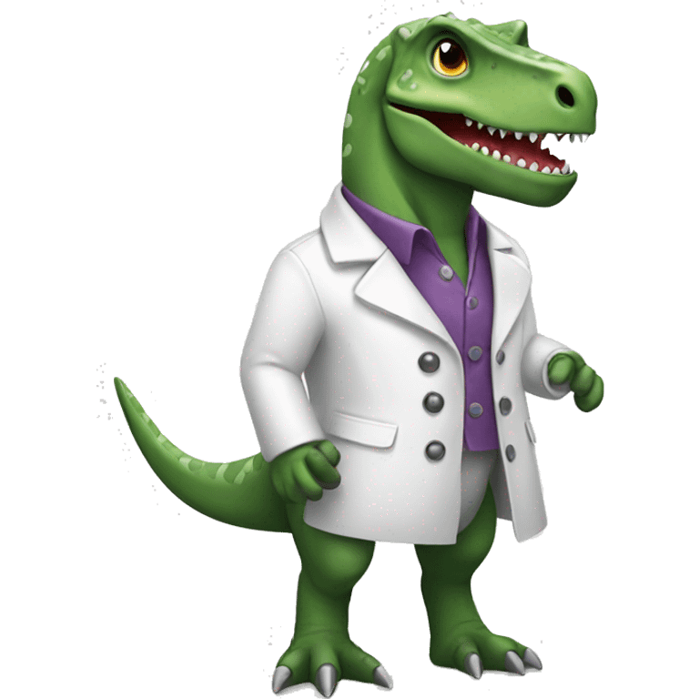 dinosaur with white coat emoji