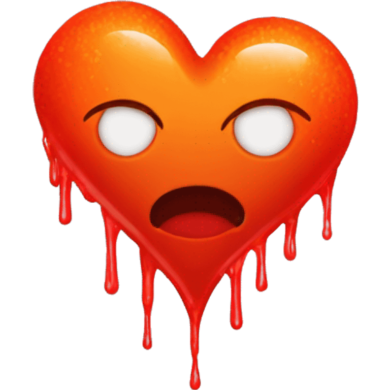 bleeding red heart glowing red-orange with splatter emoji