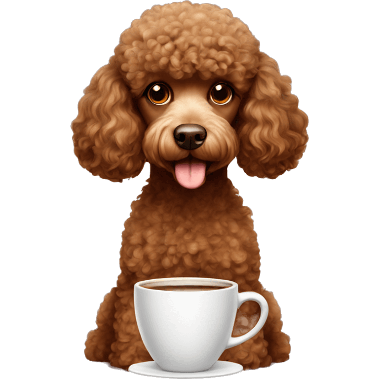 brown poodle with a cup of coffee emoji