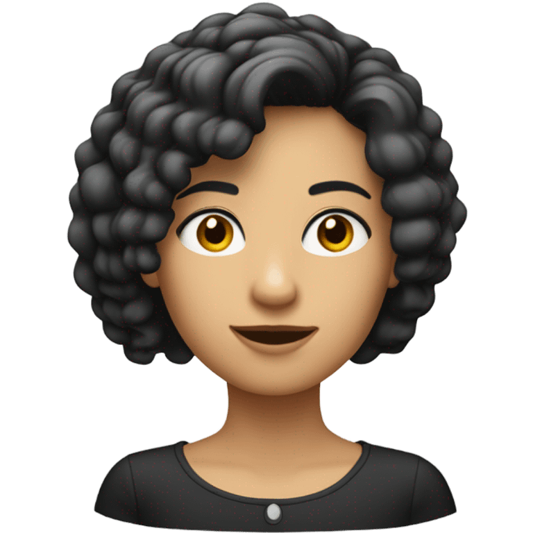 Garota branca com cabelo cacheado preto curto emoji