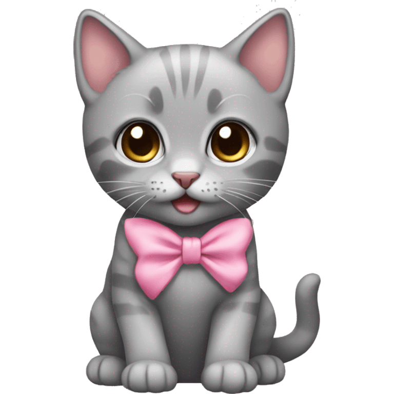 gray kitten pink bow emoji