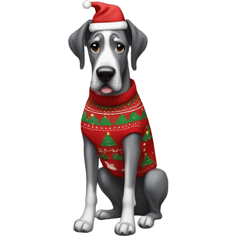 a great dane wearing a christmas sweater  emoji