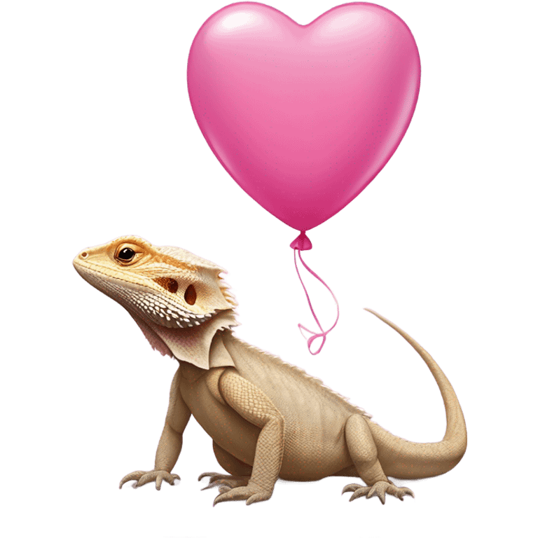 tan bearded dragon with pink heart balloon emoji