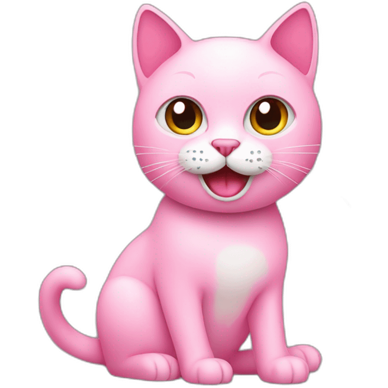 pink cat with ipad creating illustrations emoji