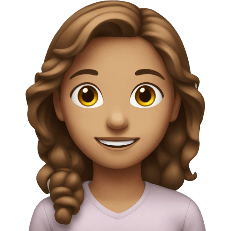 smiling girl with brown hair emoji