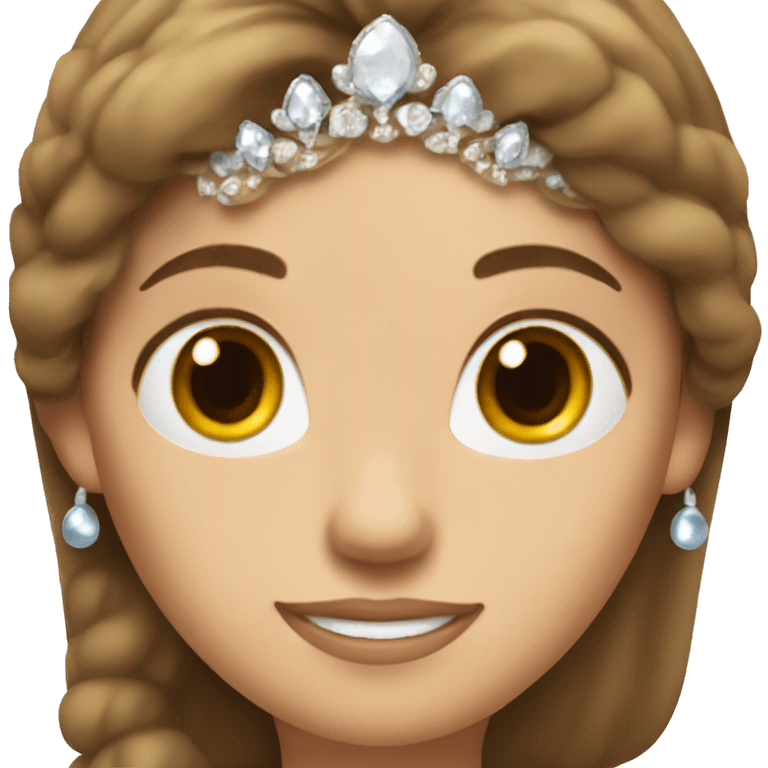 A women white skin brown hair princess on her head a tiara emoji