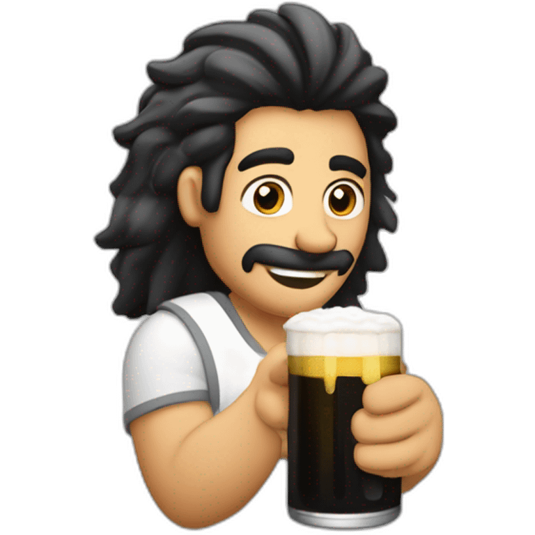 Hombre blanco con pelo negro sosteniendo una jarra de cerveza emoji