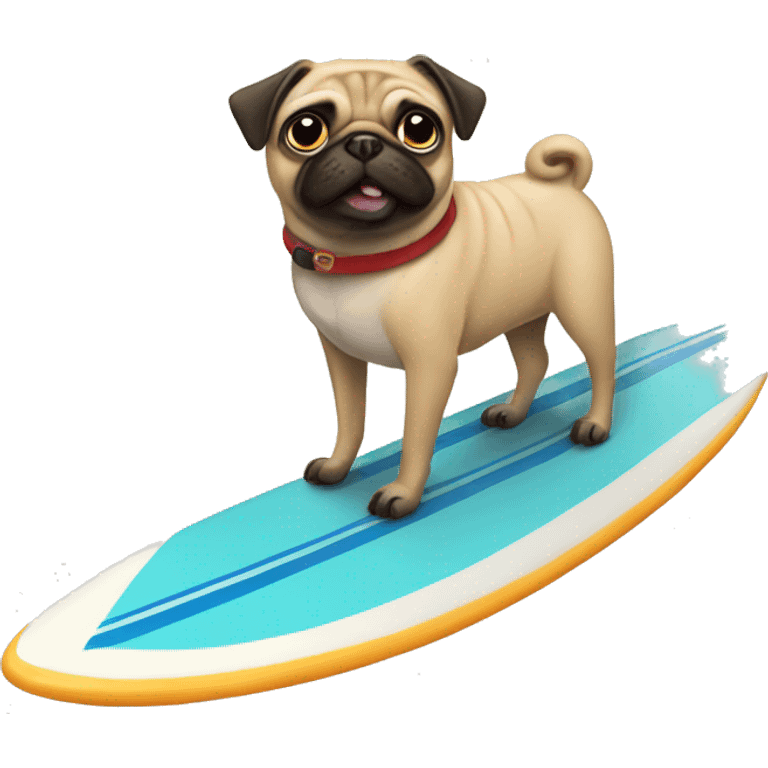 pug riding a surfboard emoji