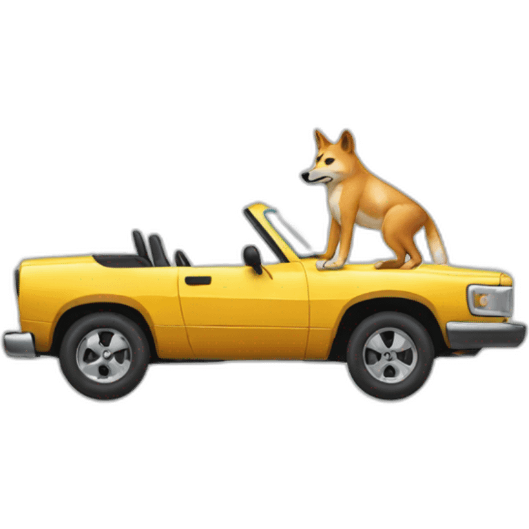 Dingo driving a car emoji