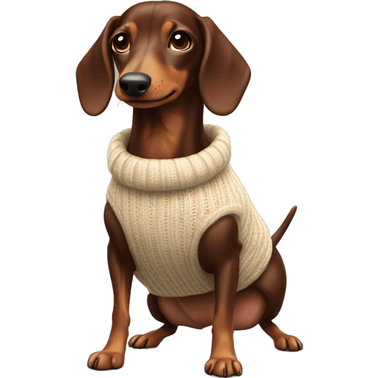 Chocolate and cream Sausage dog with jumper  emoji