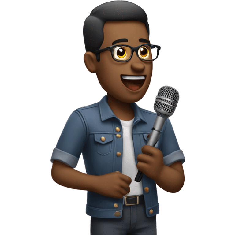 Emoji singing with mic in hand   emoji