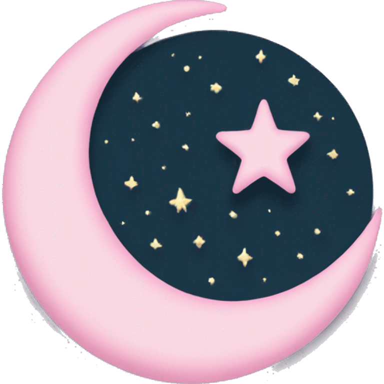 Light pink crescent with light pink moon and star  emoji