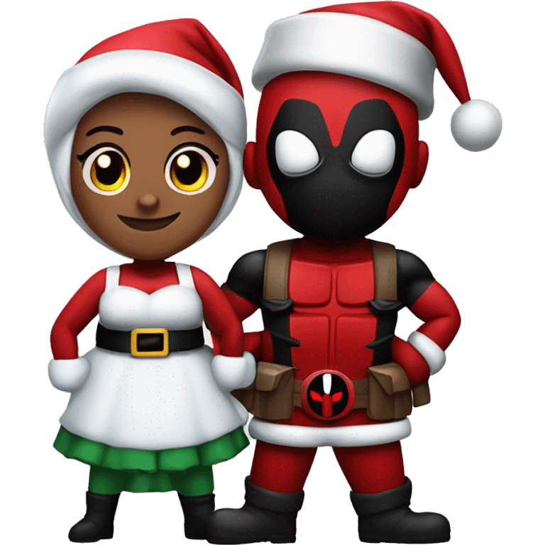 Deadpool as Santa and Wolverine as Mrs.Clause emoji