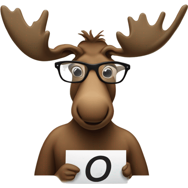 a cartoon moose wearing glasses holding a sign that reads "1 > 0"  emoji