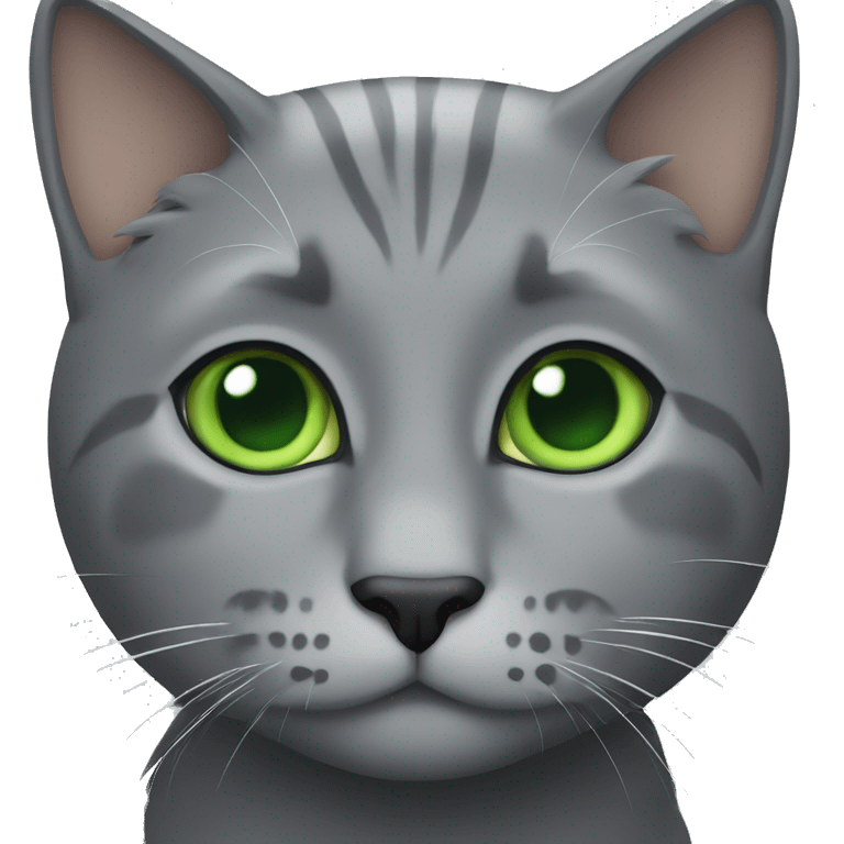 create a gray cat with green eyes emoji