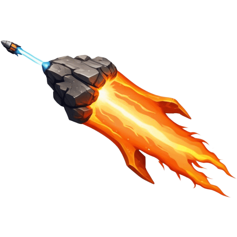  Cinematic Realistic Meteor – A fiery, blazing rock streaking through space, leaving behind a bright, dynamic trail of superheated plasma. Its rocky surface glows intensely as it hurtles toward an unknown destination. emoji