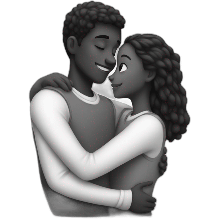 girl black and white guy hugging  emoji