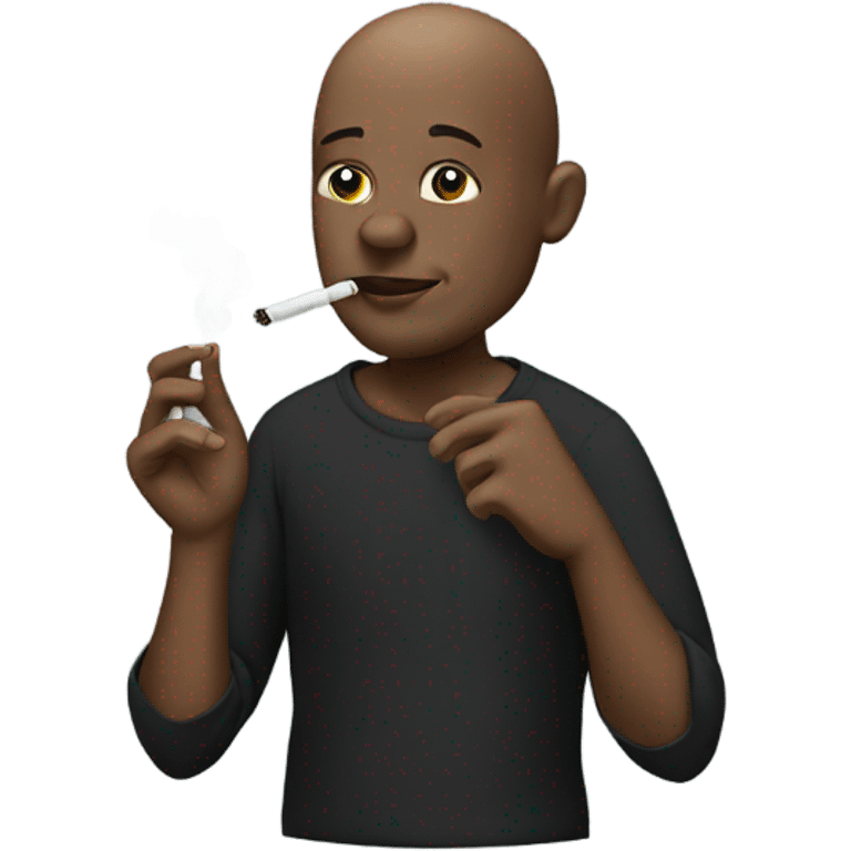 black bald person smoking a joint emoji