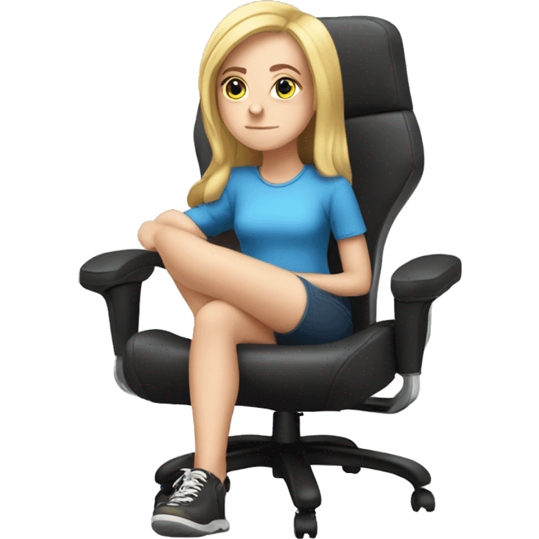 white girl thinking about life on a big gaming chair  emoji