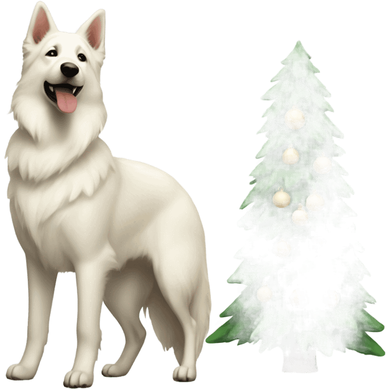 Christmas tree and white shepherd  emoji