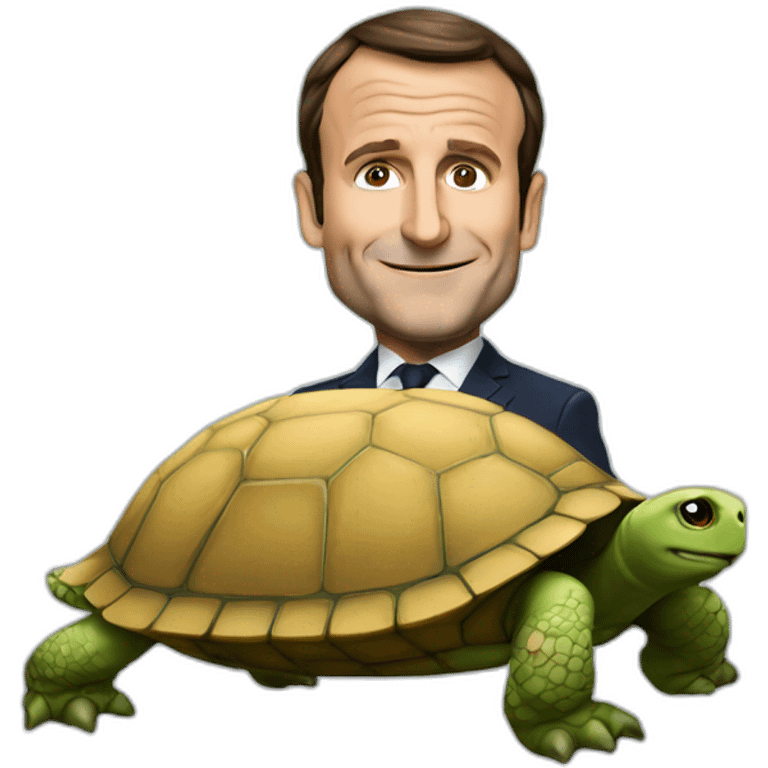 Macron sur tortue emoji