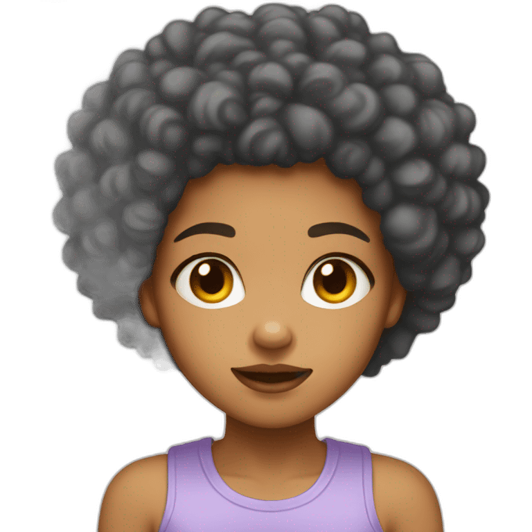 Light skin girl afro orange cry emoji