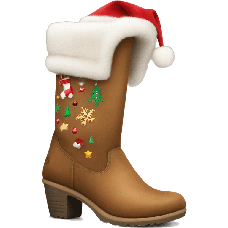 low cut ugg boots with Christmas design emoji