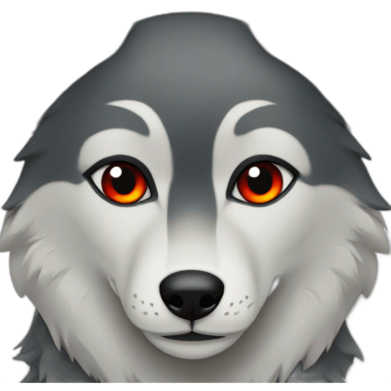 Female wolf black red eyes  emoji