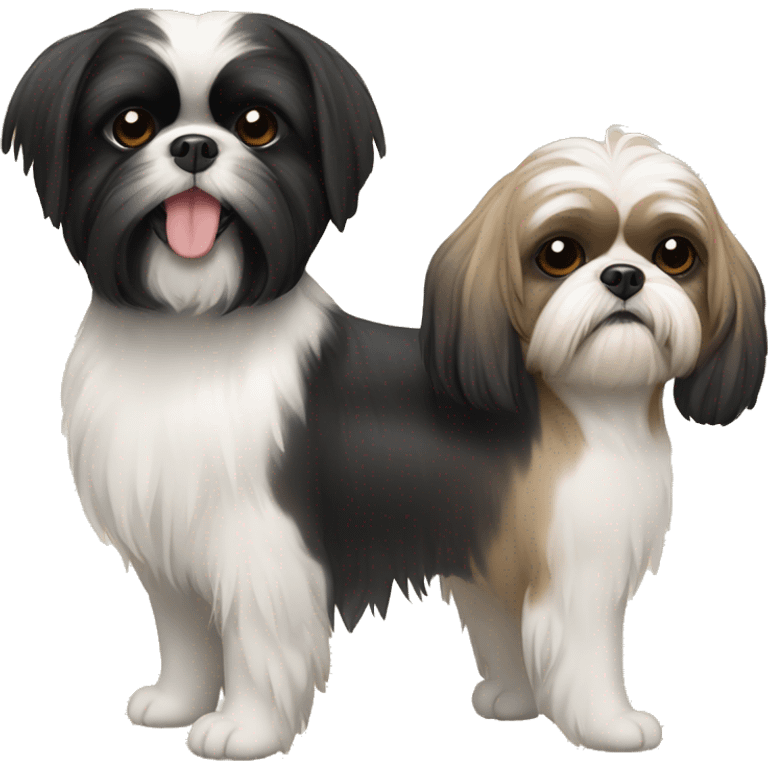 Black shih tzu with beige shih tzu emoji