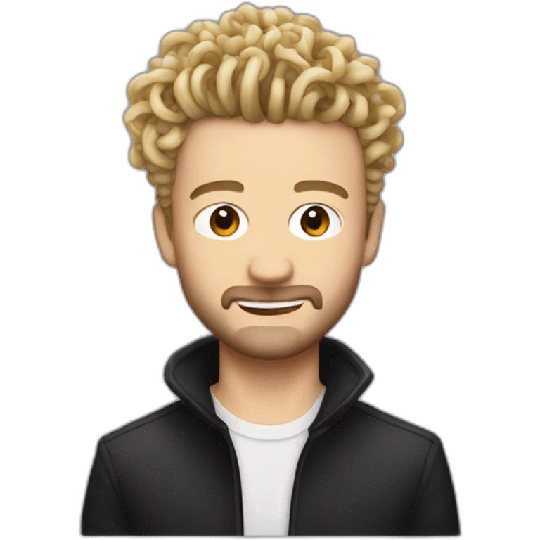 justin timberlake with noodle hair emoji