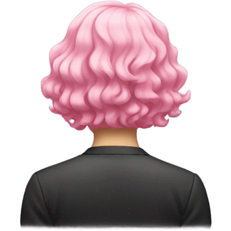 cyberpunk Pink wavy short hair rear view emoji