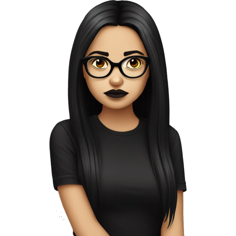 Sad+latina+goth-girl-black-hair-with-glasses-black-tshirt emoji