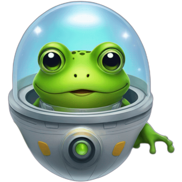 Beautyfull frog cartoon happy in a space ship emoji